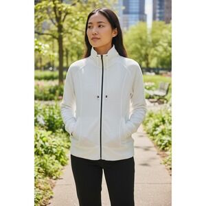 HIGH FIFTH Womens White Zip Up Long Sleeve Jacket Size L Casual Athleisure